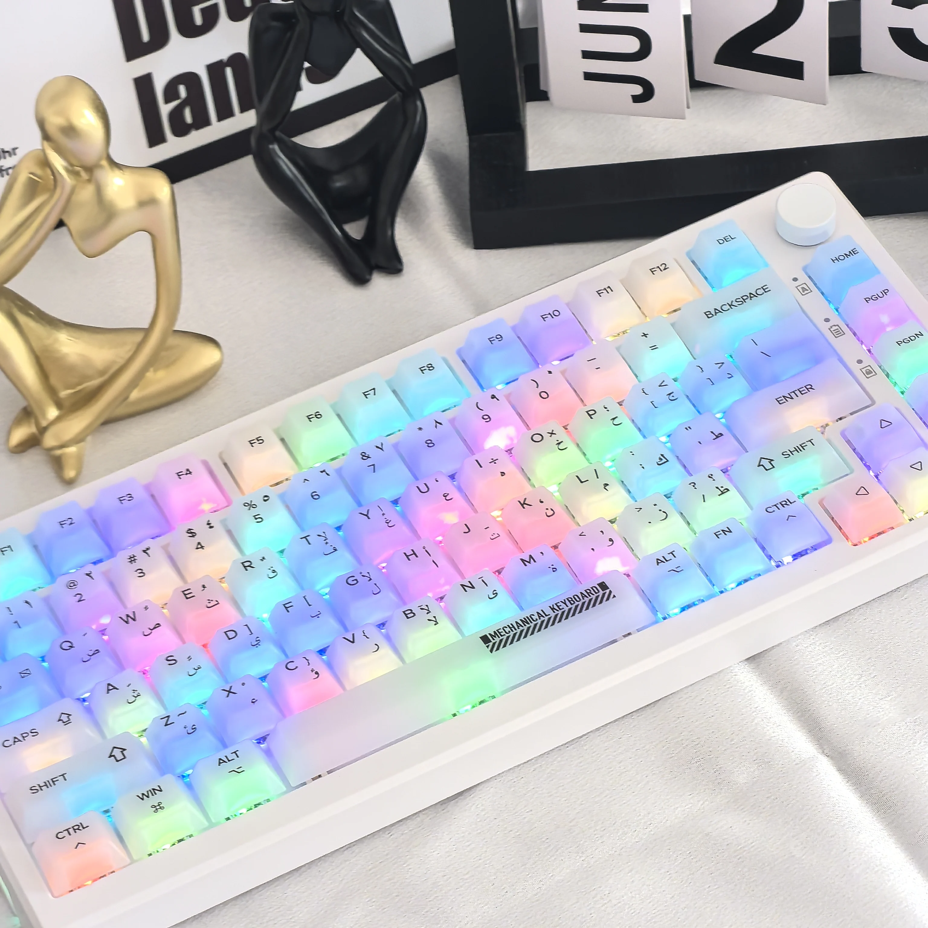 Pc Cherry Arabic Keycaps Translucent White Transparent Matte 122key Diy Mechanical Keyboard For 84/98/87/104 Keyboard Keycap Set