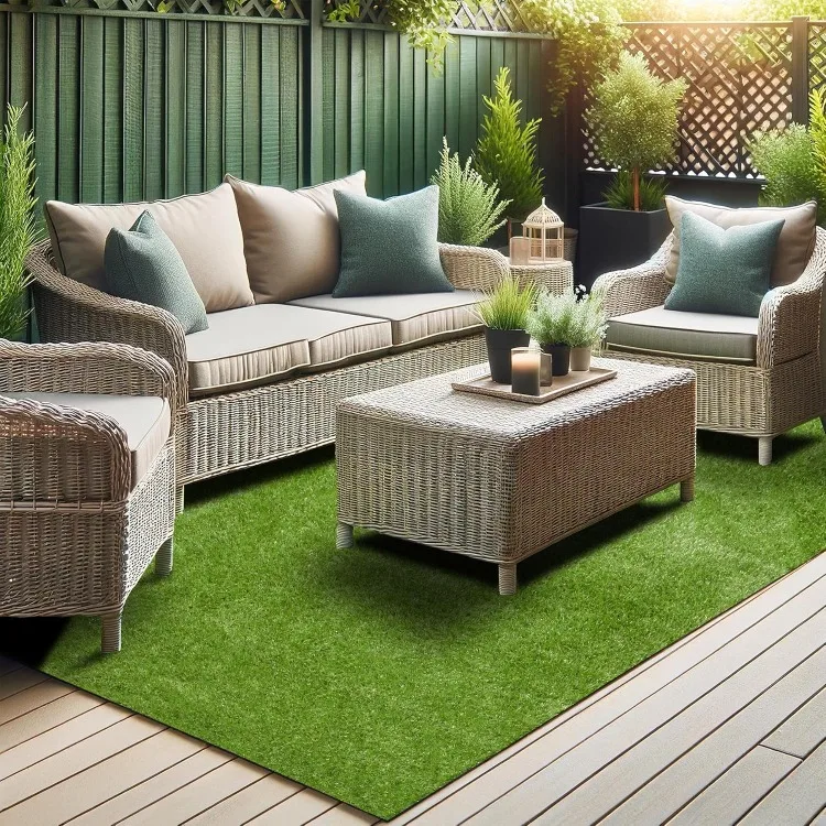 

Stores Lifelike Artificial Grass Runner Rug 7x26 Indoor/Outdoor with Drainage Holes, Customizable Thick High Pile for