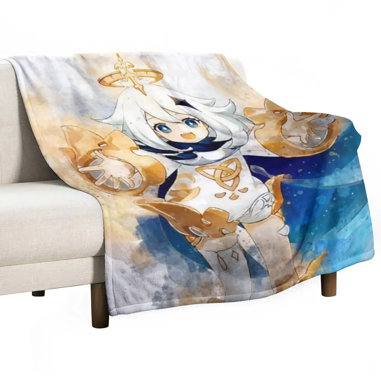 Paimon Genshin Impact Throw Blanket bed plaid Furrys Blankets