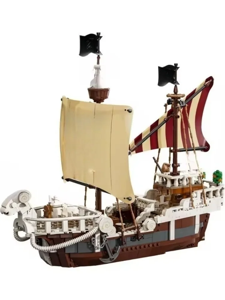 Nieuw MOC piratenschipmodel met schapenkop, 1376 stuks bouwstenen, huisdecoratie, cadeau voor jongens en meisjes - afbeelding 2