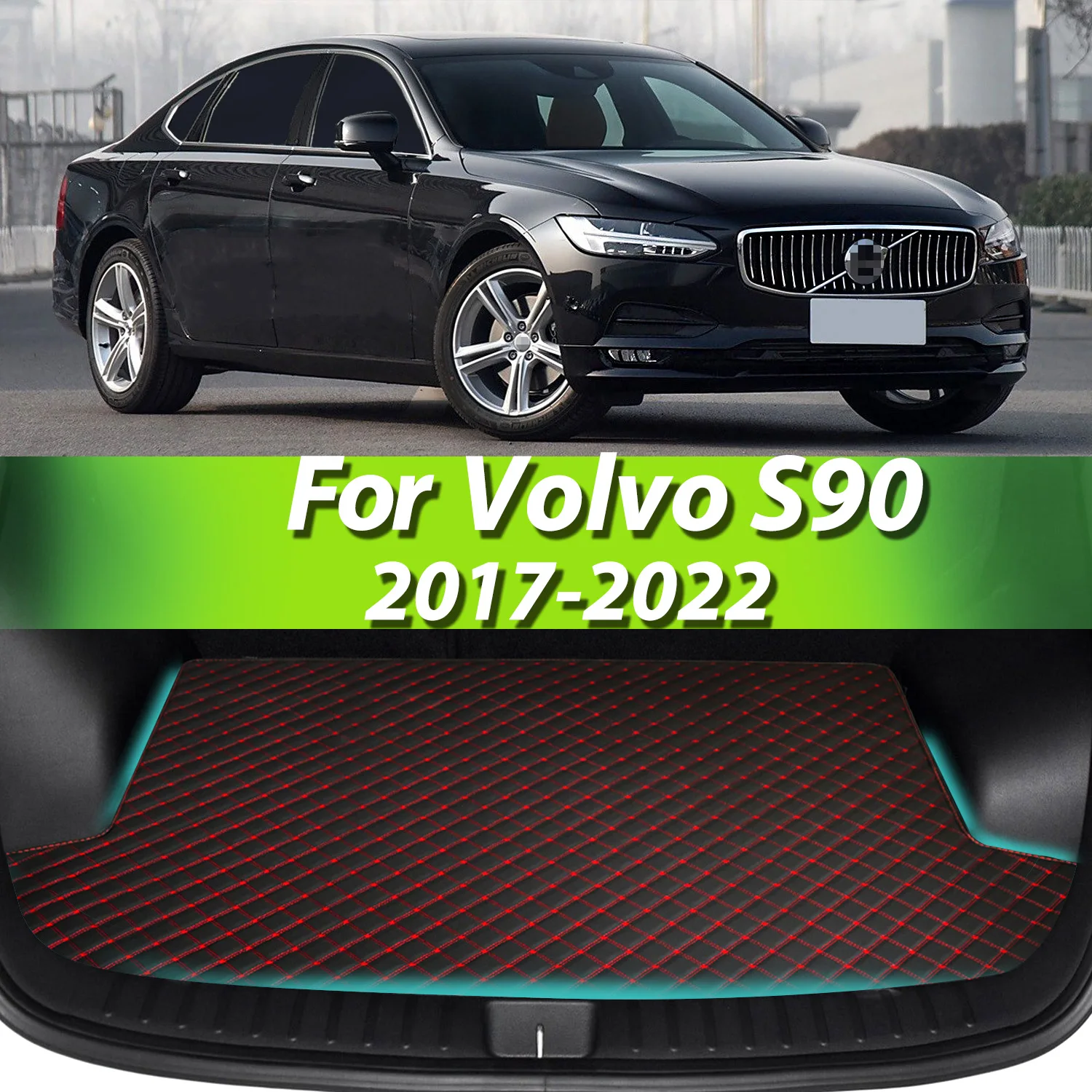 

For Volvo S90 2017-2022 Artificial Leather Car Trunk Mat antifouling Rear Trunk Cargo Protective Mat Car Interior Accessories