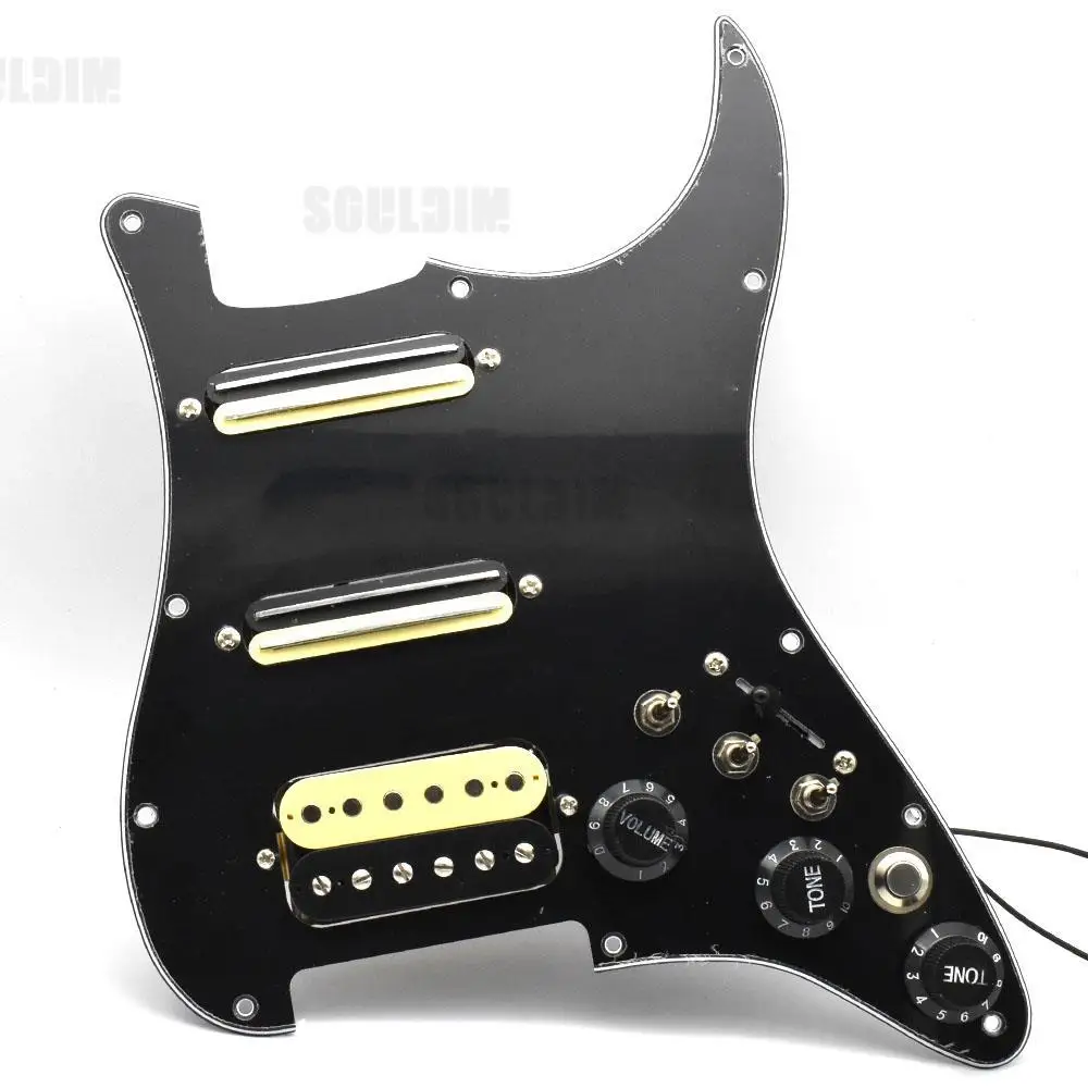 Captador de pickguard de guitarra elétrica ssh com fiação singlecut carregado pré-carregado bobina dupla conjunto de placa de arranhões