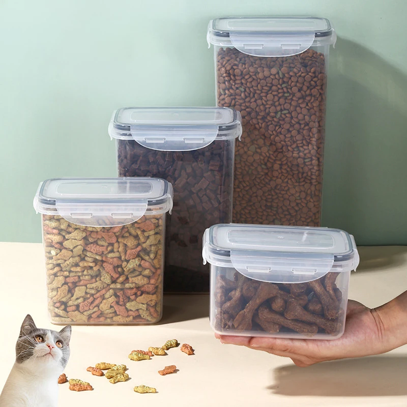 

Set Plastic Pet Cat Dog Food Storage Container Dog Food Storage Bin Storage Tank Moistureproof Sealed Food Jar