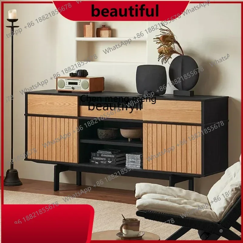 

Modern wabi sandy ash wood storage cabinet retro bedroom bedside cabinethy H