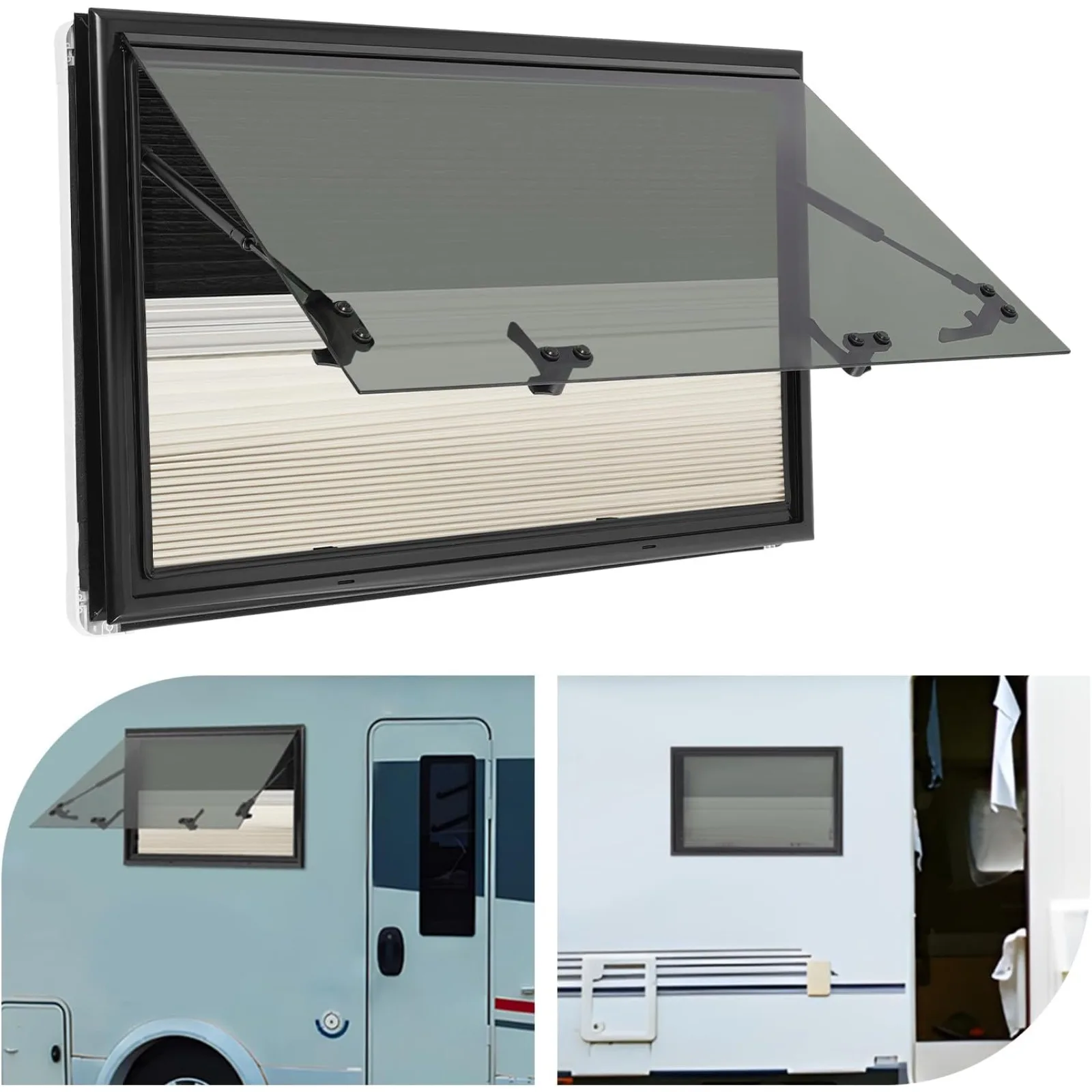 Ventana Cuadrada Abatible Para Rv De 50X35Cm Con Mosquitera Y Persiana, Juego De Ventanas Con Toldo De Vidrio Templado Tintado Para Camper, Caravana O Remolque — -75%, 443.97€ Coupon, from 147.99€ – 75% descuento – €147.99