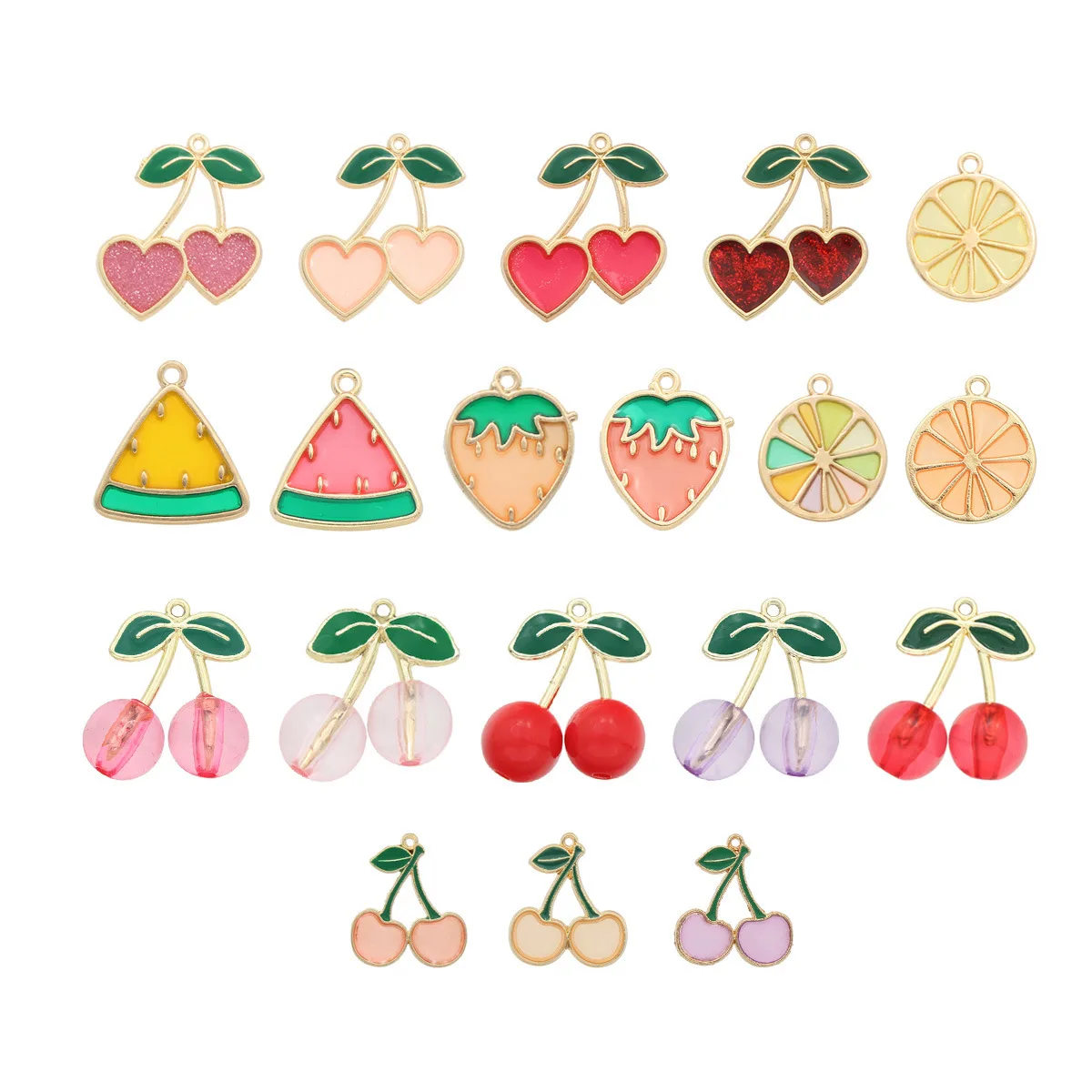 10pcs/Lot Cherry Strawberry Lemon Watermelon Oil Enamel DIY Charms for Bag Earring Necklace Jewelry Making Handmade Pendant