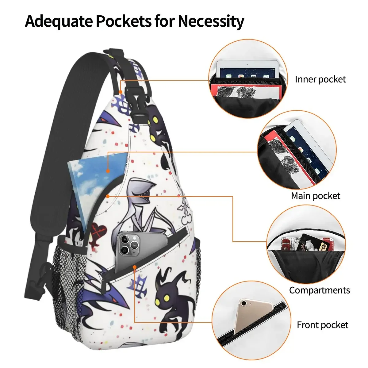 Kingdom Hearts Enemies Crossbody Chest Bags Pockets Travel Pack Messenger Sports Teens Shoulder Bag Unisex