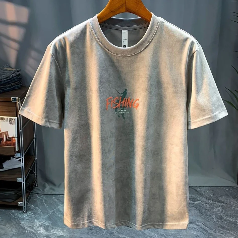 

Alphabet Tops Male Tees Shirts Men's T-shirt Baggy Vintage Clothing Ordinary Casual Elastic Korean Popular Clothes Cheap Funny
