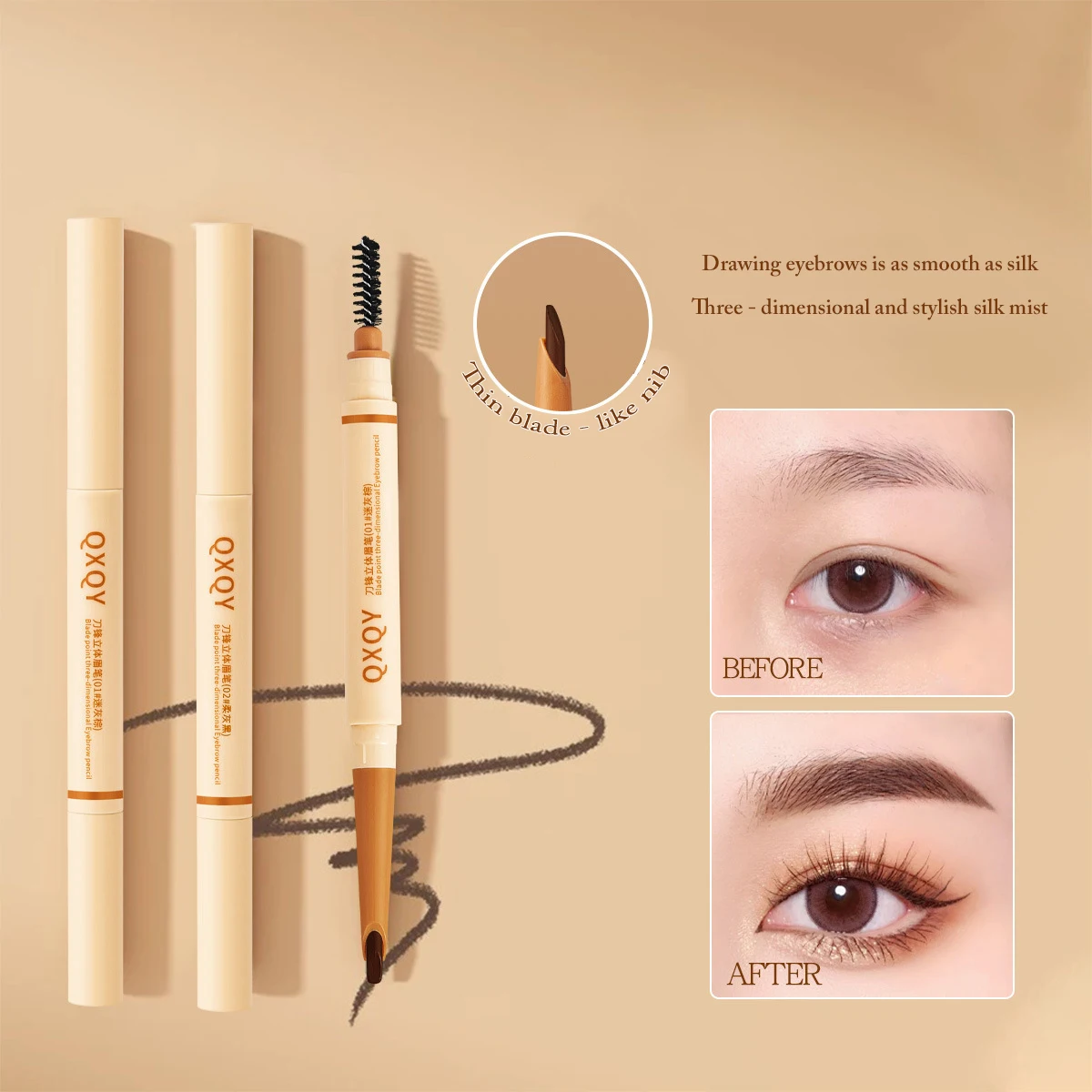 Lápiz de cejas de doble cabeza de larga duración resistente al agua 2 colores lápiz para cejas tinte máscara mejorar cosméticos belleza maquillaje de mujer