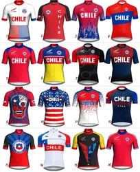 Short Sleeve Cycling Jersey Top, Road Ride Bike MTB Shirt, Bike Wear, Malliot Clothes, Cyclist Classic Fit, Chile National Wear