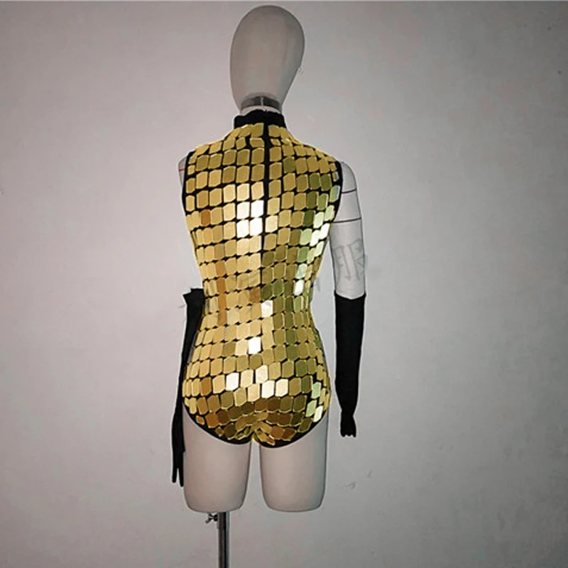 Body Sexy de lentejuelas con espejo para mujer, traje de escenario de baile Gogo, mono con diamantes de imitación, club nocturno, Dj, Ds, traje de fiesta Rave yj126, 2026
