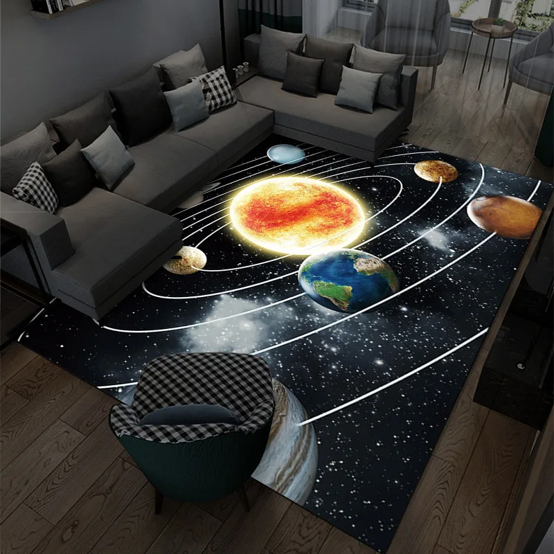 

Space Universe Planet 3D Carpets for Living Room Bedroom Area Rugs Anti-slip Hallway Decoration Floor Rug Kitchen Bathroom Mat