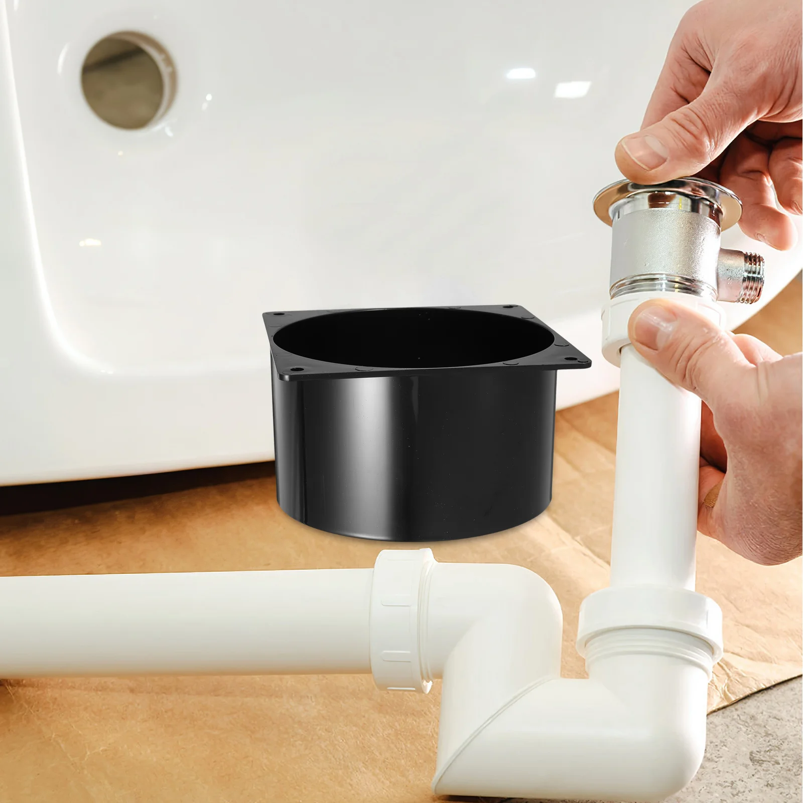 Connettore flangiato inferiore quadrato in ABS Accessorio per collegamento ventola per tubi Adattatore per condotto d'aria per ventole di scarico Asciugatrici Cappe da cucina Polvere