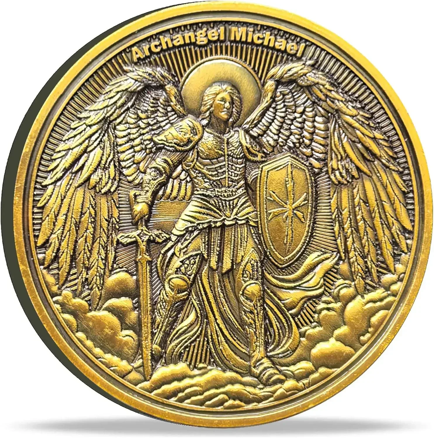 Archangel Michael Challenge Coin with Psalm 91:10 Inscription - A Symbol of Divine Protection - Bible Verses Pocket Token