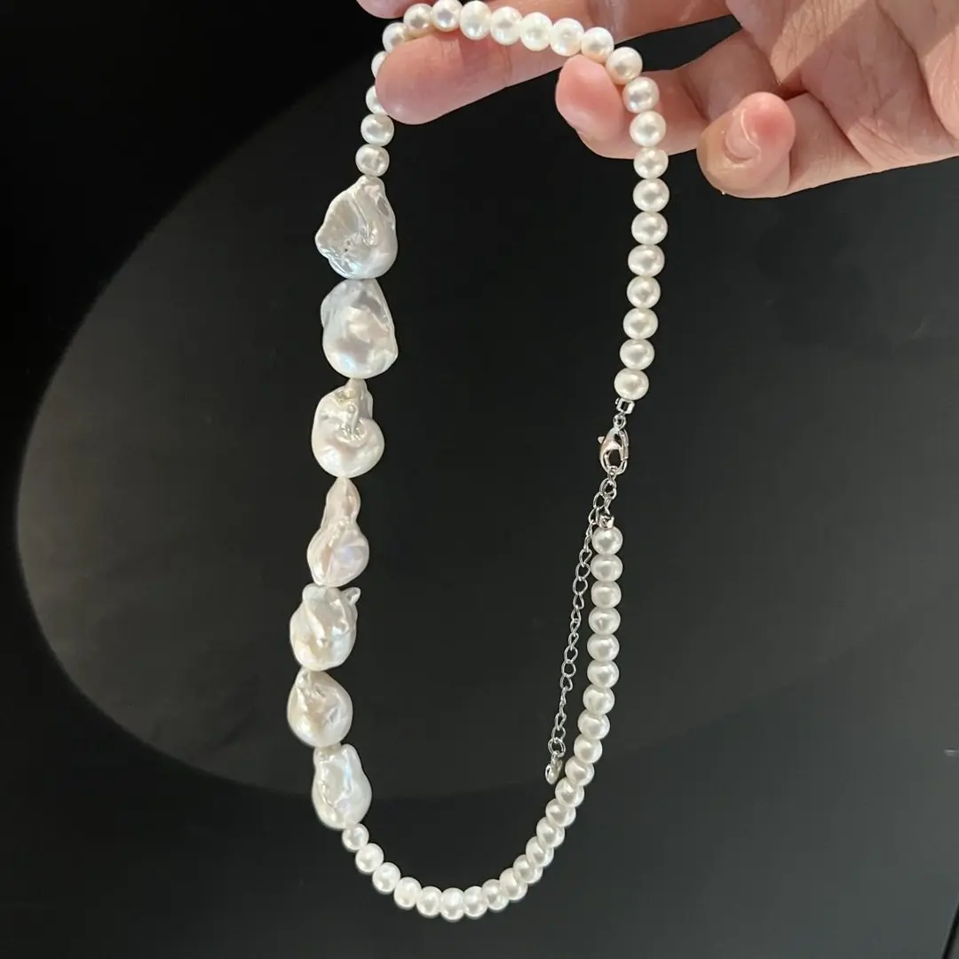 

Высококачественное натуральное жемчужное ожерелье из южноморского барочного жемчуга AAA6-7мм+13-20мм, 18 дюймов/серебро 925 пробы