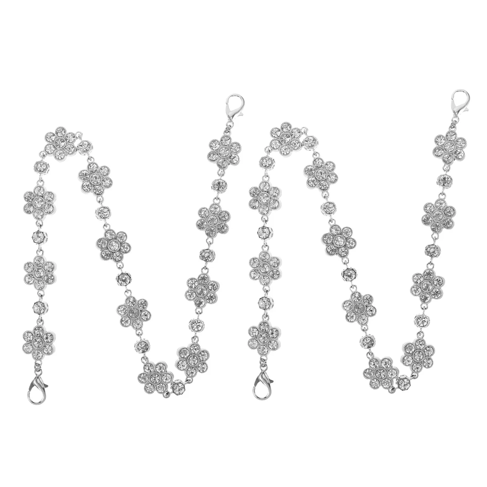 2Pcs Rhinestone Purse Chain Extender Decorative Replacement Wide Metal Strap Adjustable Messenger Bag Chain for Handbag
