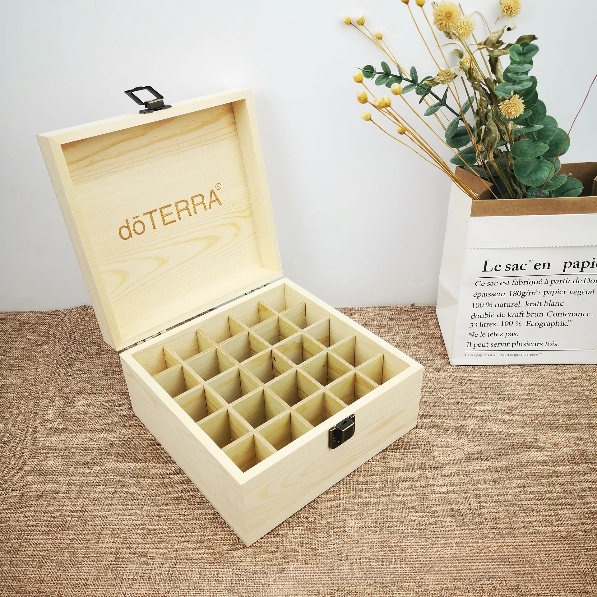 For doTERRA Wooden Storage Box 25 Slots Carry Organizer Essential Oil Bottles Aromatherapy Container Storage Box Case 