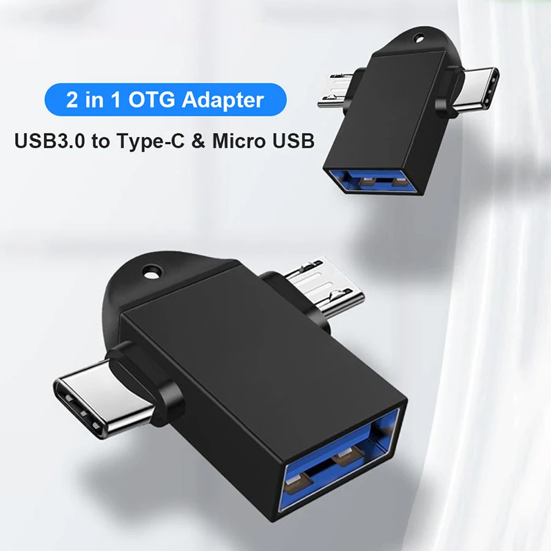 2 in1 Type-C USB 3.0 Female To Micro USB OTG Adapter For Android Mobile Phone Data Converter For Tablet Hard Disk Aluminum Alloy