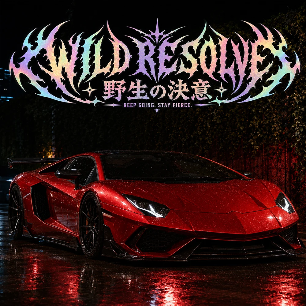 Autocollants de voiture JDM Wild Resolve avec texte gothique holographique, bannière de pare-brise, accessoires, décalcomanie en vinyle imperméable