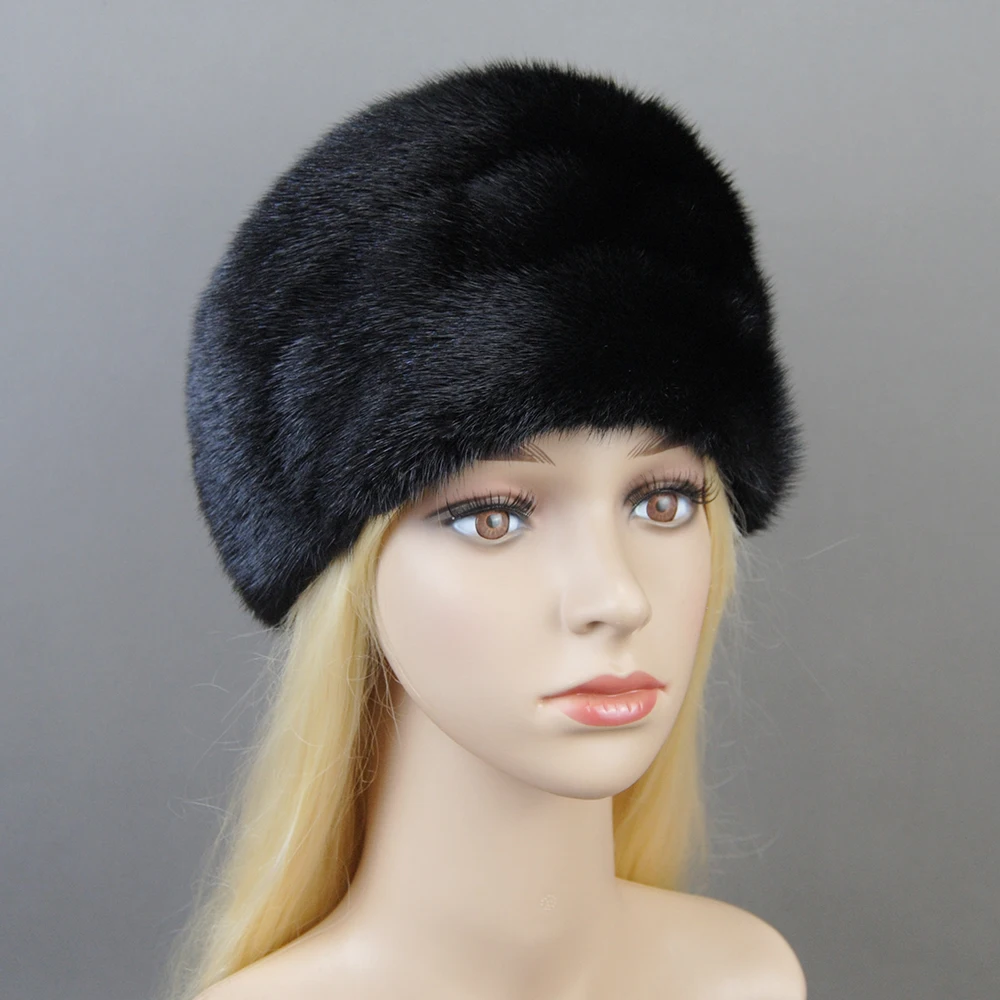 Hot Sale 2024 New Winter Snow Unisex Natural Mink Fur Beret Bomber Hats Caps Luxury Women Real Mink Fur Hat Cap