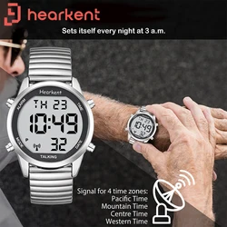 Hearkent English Talking Men Watch for Blind Speaking Digital Watch Alarm Clock for Visually Impaired Automatic Time Wristwatche