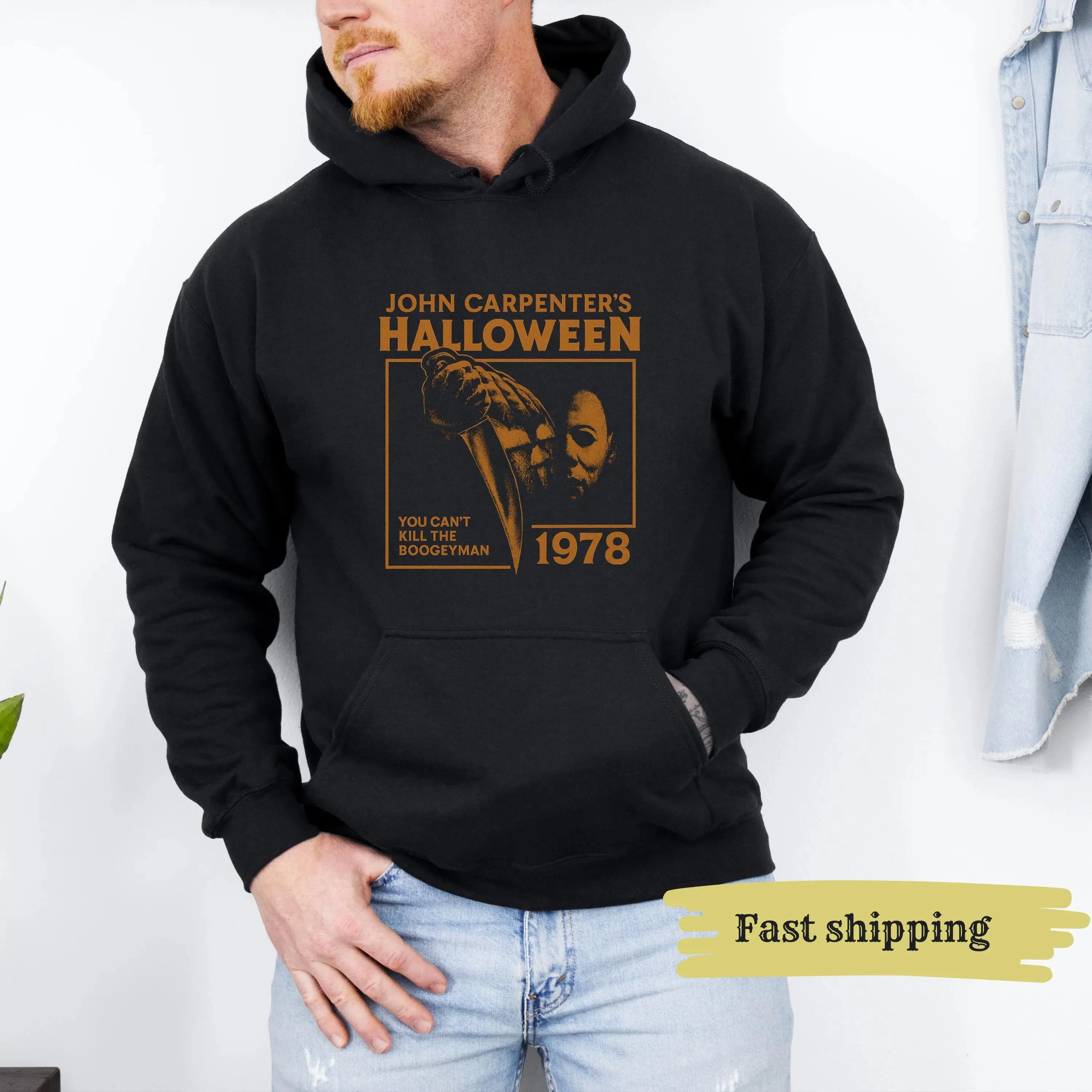 

"Halloween" Movie Print Cotton Hoodie Cool and Trendy Sweatshirt for Horror Movie - Themed Parties