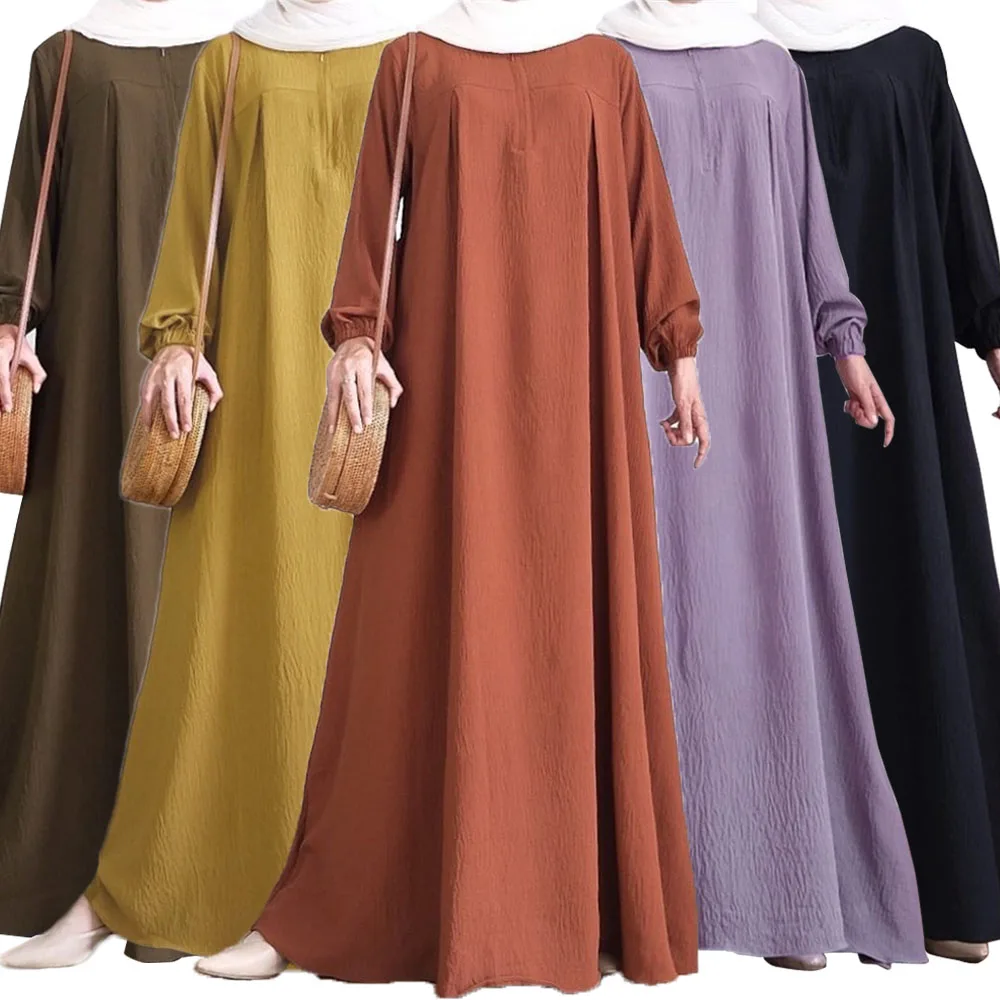 

2024 Eid Muslim Dress Solid Color Abaya for Women Long Sleeve Zipper Islam Party Abayas Woman Dubai Kaftan Robe Elegant Vestidos