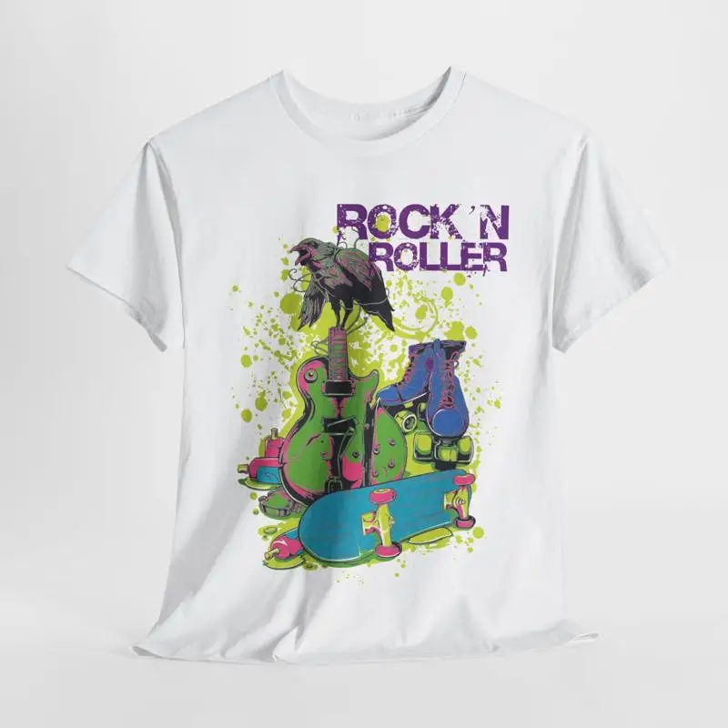 Rock 'N Roller Crow Guitar hombres Äôs camiseta diseño vibrante Retro Vibe