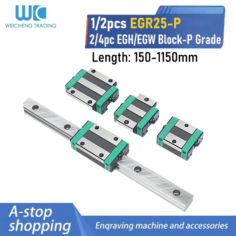 CNC Router Linear Guide Set EGR25 P-Grade Low-Assembly EGH25CA EGW25CC EGH25SA EGW25SC Slider 150-1150mm High Speed Precision