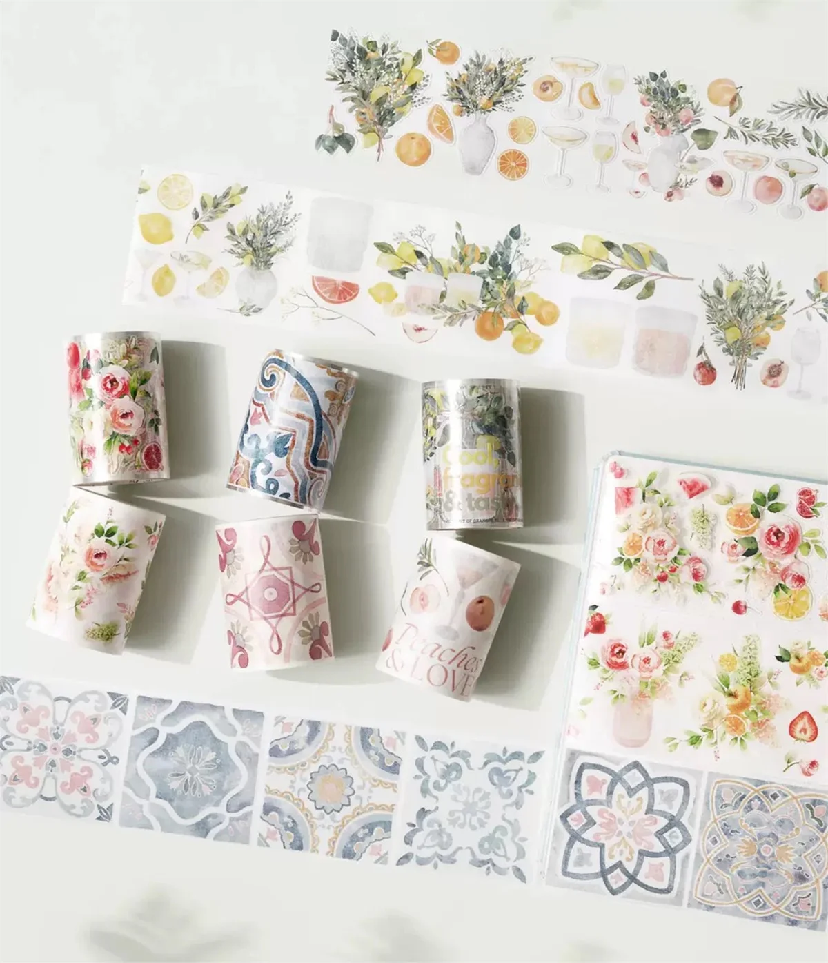 Vinatge Flower Fruit Tea Story Washi PET Tape for Card Making DIY Scrapbooking Plan Decorative Sticker