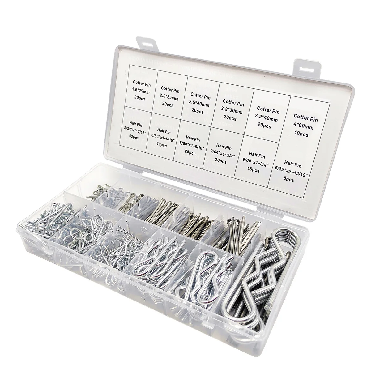 For Home Improvement Hardware Type Split Pin Fastener Set 250 Pieces Galvanized Steel Hook Hair Clip