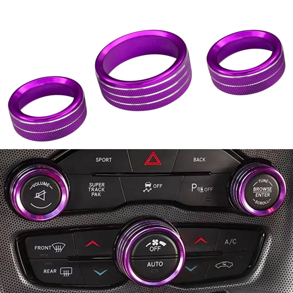 

3pcs Air Conditioner Switch Button Knob Cover for Dodge Challenger 2015-2024 Car Accessories