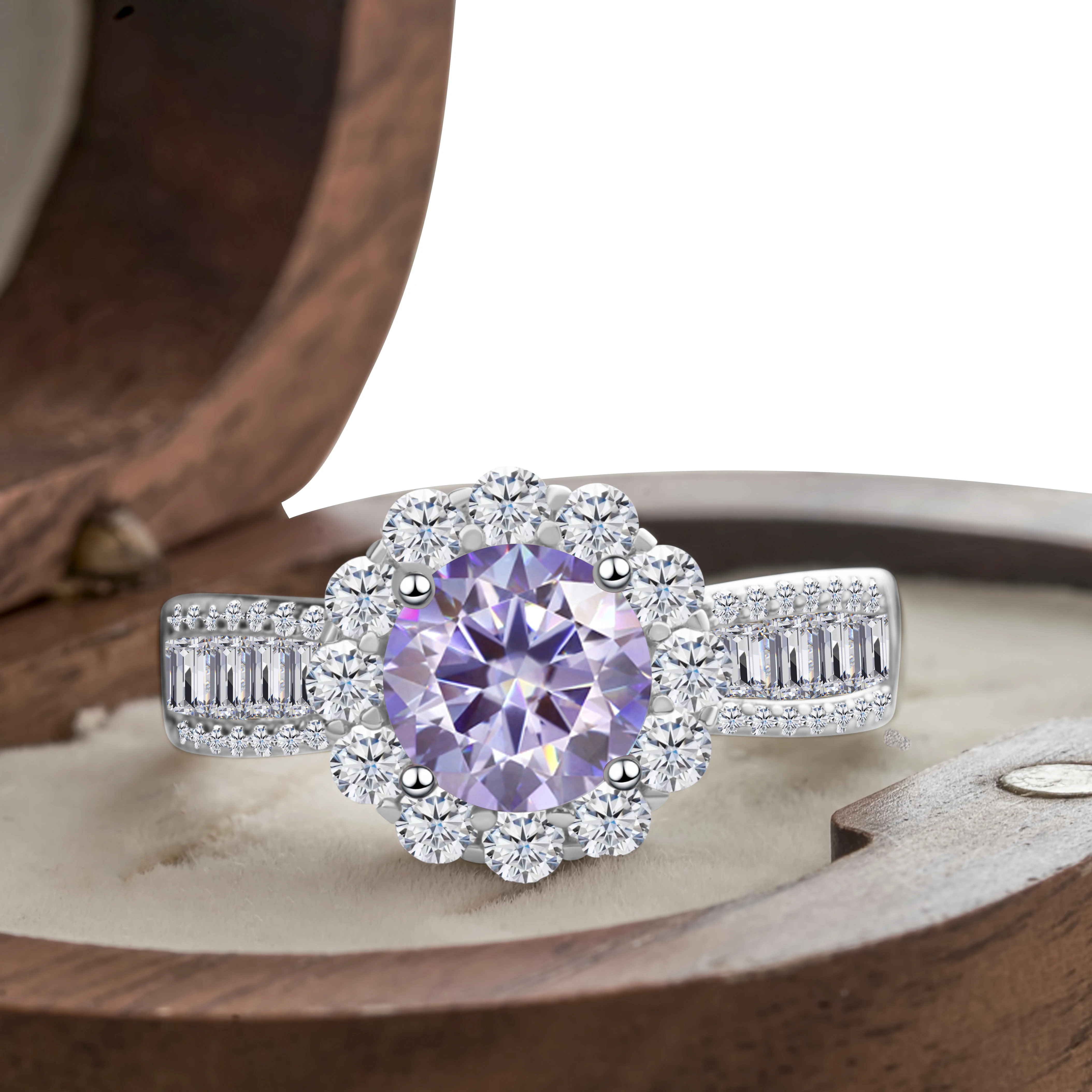 1,0 Karat Königsblau Farbe Moissan ite Ring Sterling Silber massiv Gelbgold Farbe Hochzeit Verlobung ringe für Frauen – Detail 6
