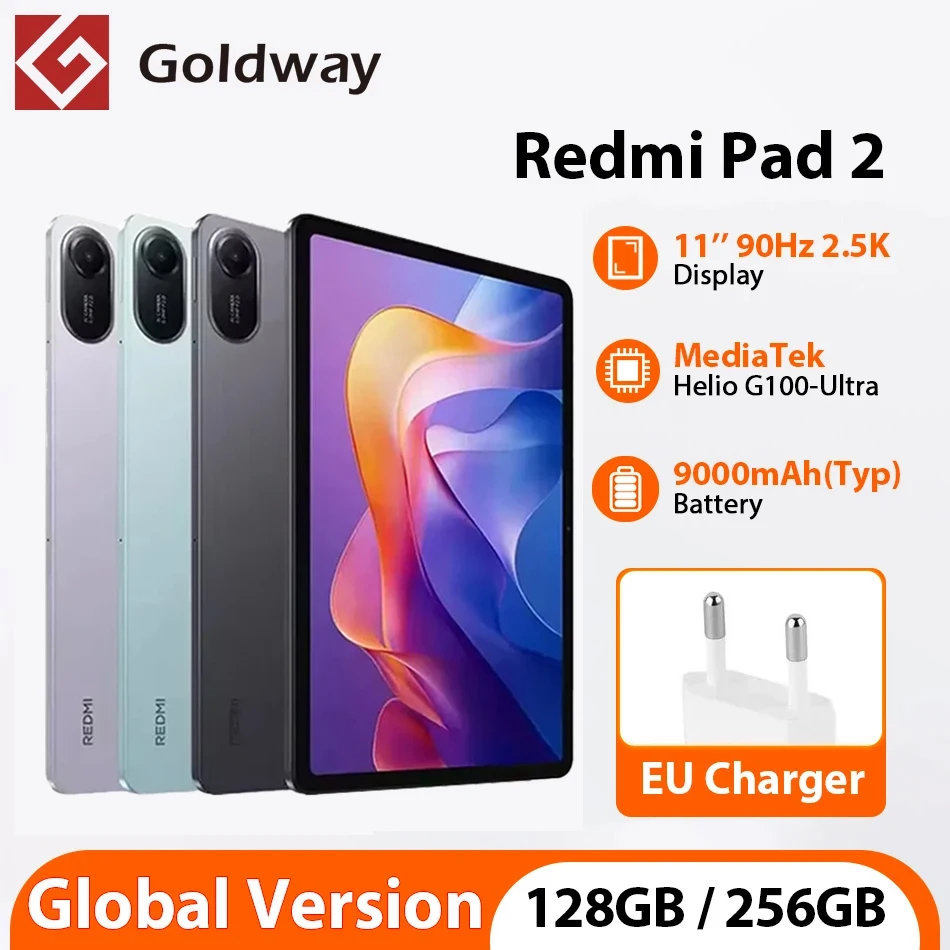Глобальная версия Xiaomi Redmi Pad 2, 128 ГБ / 256 ГБ, MediaTek Helio G100-Ultra