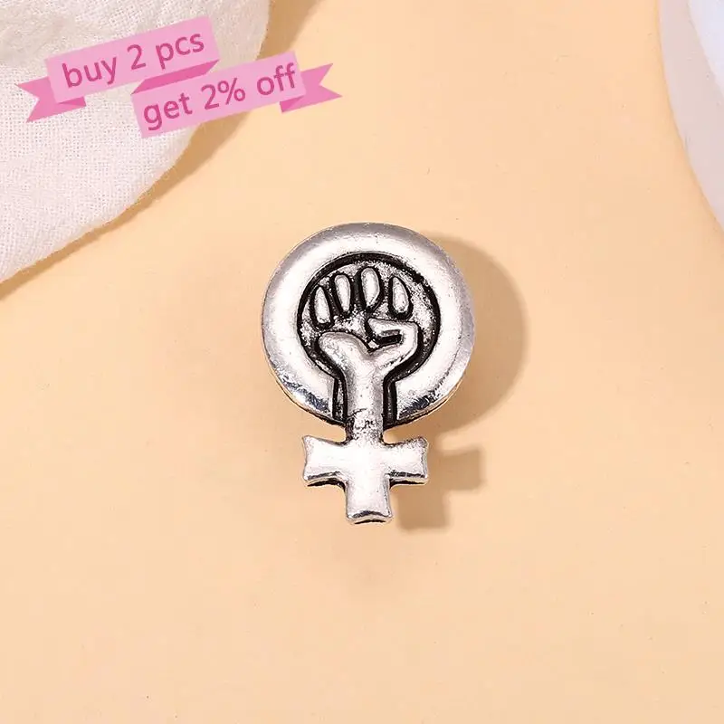 Women Power Pins Custom Silver Color Fist Brooches Girls Support Girls Lapel Badges Feminism Feminist Jewelry Gift for Friends