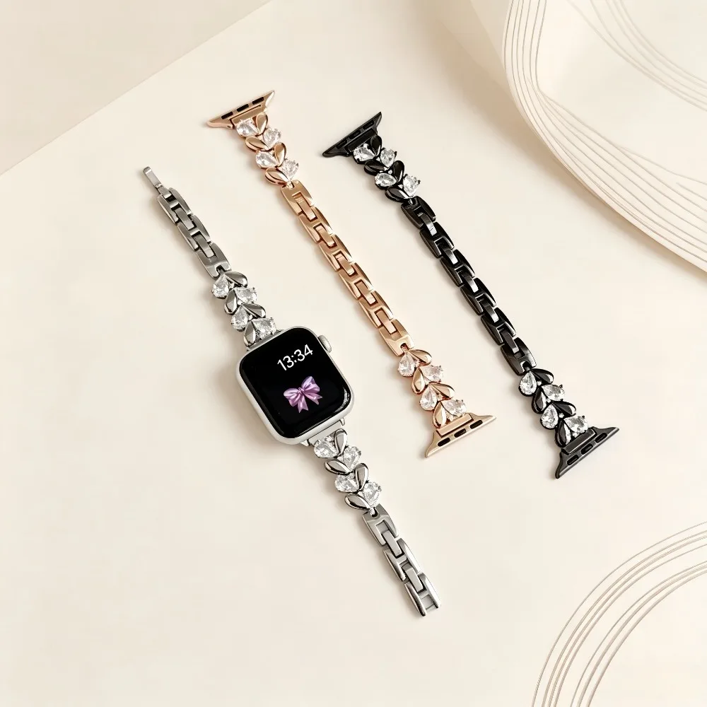 Cute Heart Rhinestone IWatch Band | Fits 38-49mm (S1-S11/Ultra/SE) | Sparkly Wristband(Watch Not Included)
