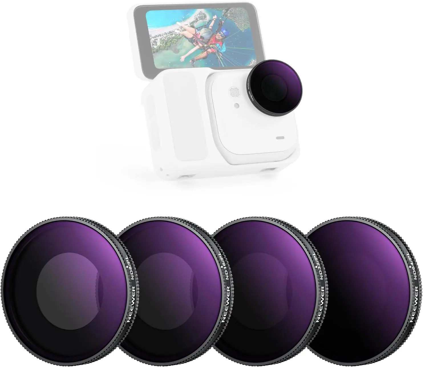 NEEWER Polarisiertes ND-Filterset für Insta360 GO Ultra, Neutral Density Polarisator Lens Filter HD Glas Action Kamera Zubehör – Detail 2