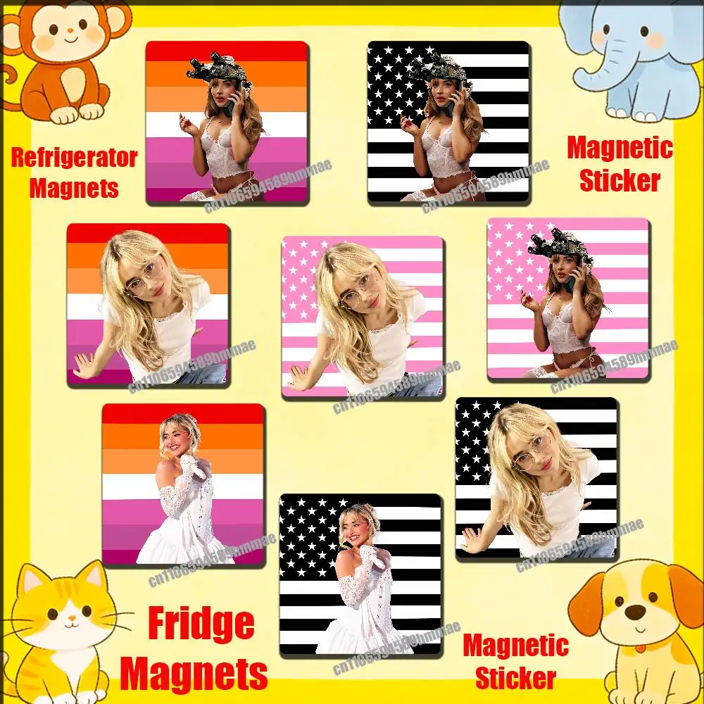 

For S-Sabrina Carpenter America USA Lesbian Fridge Freezer Refrigerator Magnets Kitchen Metal Cabinet Magnetic Sticker Card