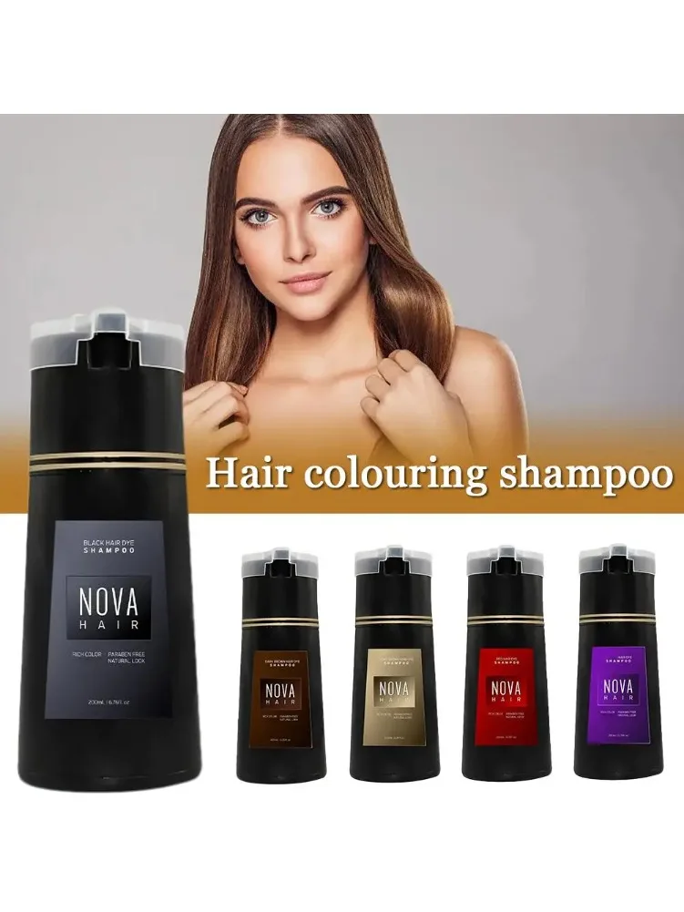 Nova Haarverven 3-in-1 Haarverzorging Shampoo Natuurlijk Snel Wit Haar Geverfd Zwart Haarverf Blijvend Gemak Mannen Vrouwen Haarverzorging - afbeelding 2