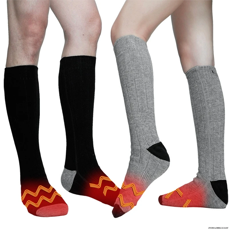 Meias aquecidas usb recarregável elétrica aquecida meias de algodão quente meias altas 3.7v aquecimento rápido inverno calor suprimentos unisex
