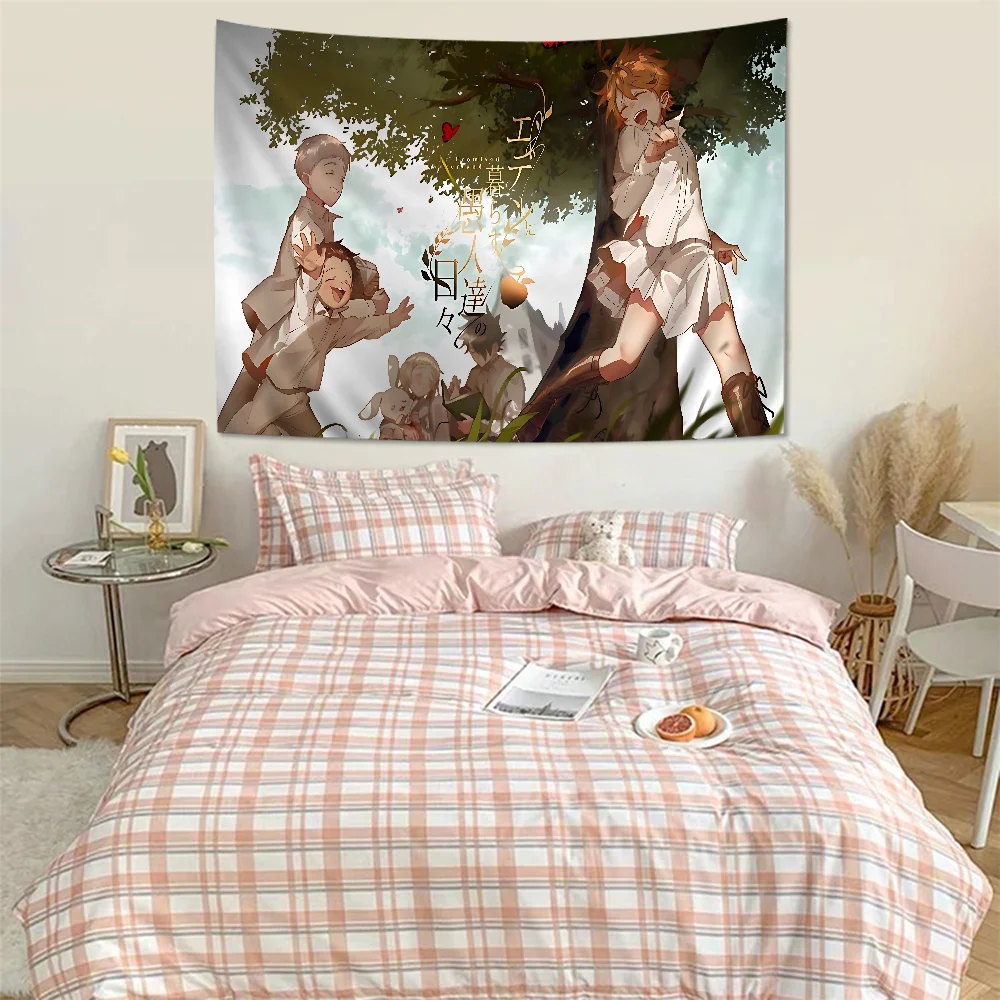 Anime The Promised Neverland Tapestry Art Printing Japanese Wall Tapestry Anime Wall Hanging Home Decor