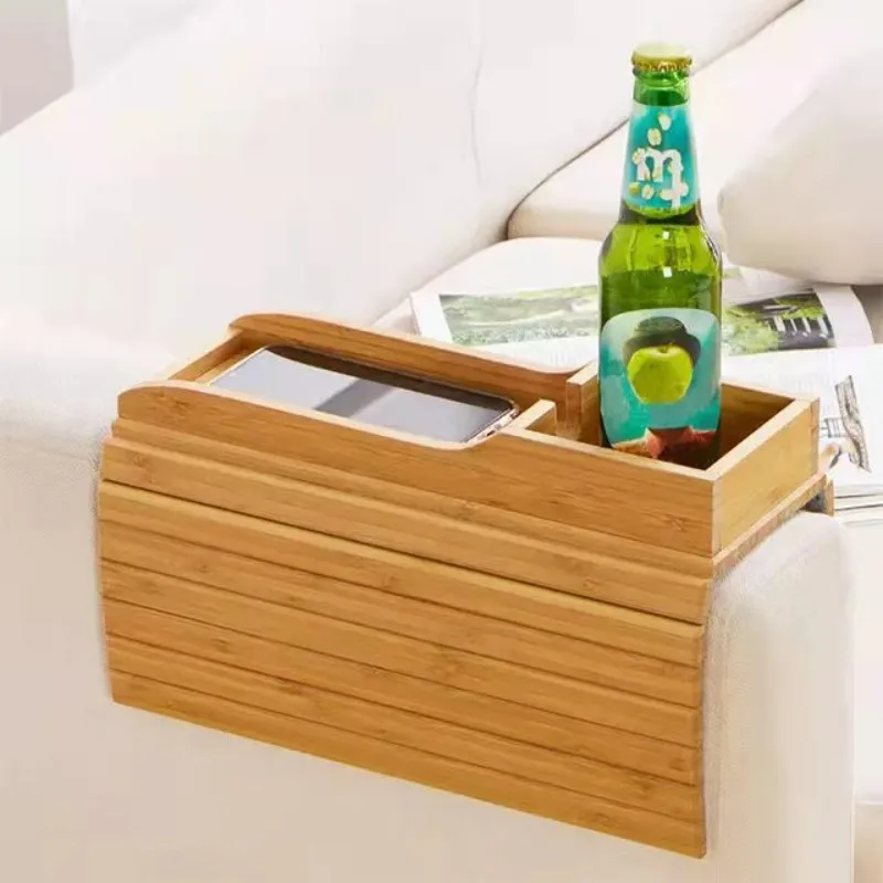 Couch Cup Holder Natural Anti-Slip Bamboo Sofa Armrest Tray Foldable Multifunctional Sofa Cup Holder for Cups Remote Control