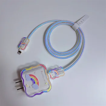 ケーブルオーガナイザープロテクター,iPhone 14 13 pro 18w 20wレインボーオーガナイザースリーブコード用のCタイプ管理キット