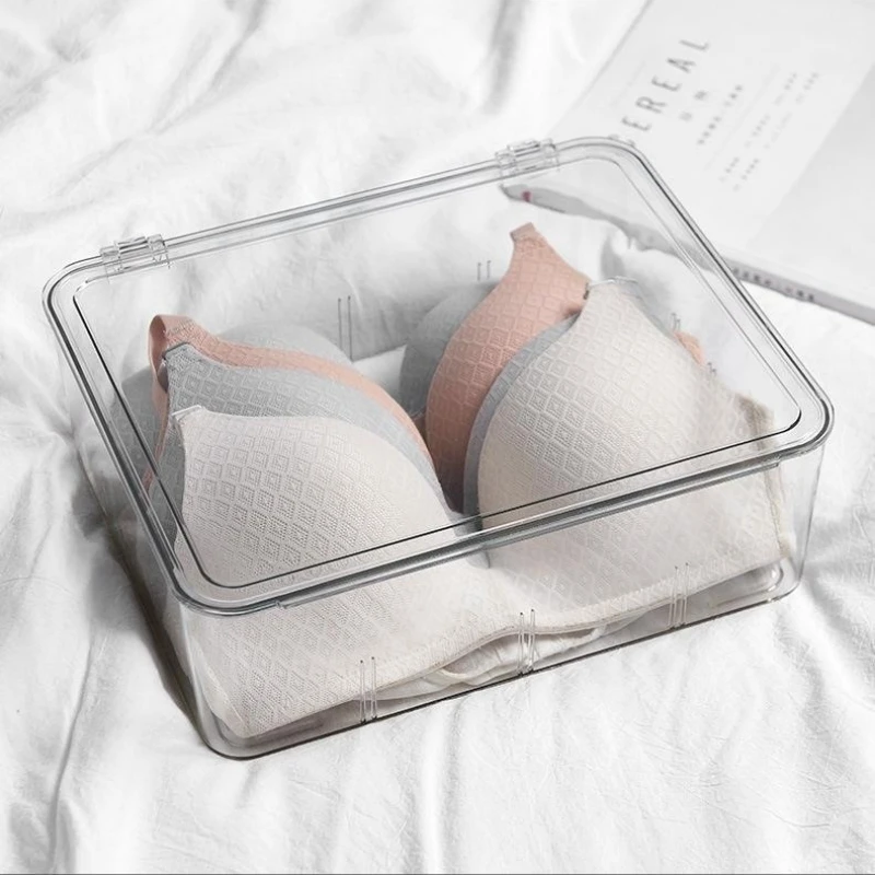 Transparent Underwear Storage Box Drawer Organizers Plastic Container For Cabinet Bedroom Room Clothes Wardrobe Closet Home