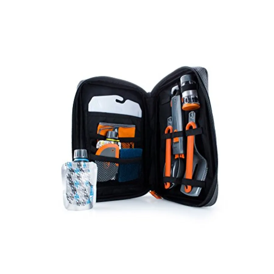 

Набор для гурманов GSI Outdoors: 11 предметов, комплект инструментов для кемпинга, нержавеющая сталь, черный, компактный и прочный, посуда для приготовления пищи на открытом воздухе