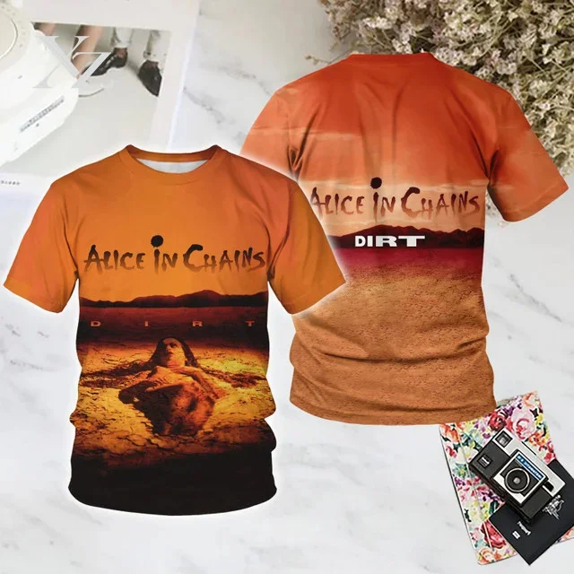 Hot Sale Alice In Chains 3D Print T-shirt – Popular Rock Graphic Tee for Men and Women, Summer Hip Hop Trend Short Sleeve Top,