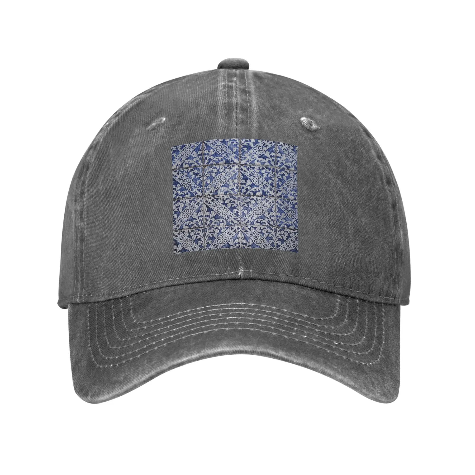 Portuguese Tiles (Blue & White) Denim Cap Casual Baseball Caps Adjustable Hat Summer Unisex Baseball Hats