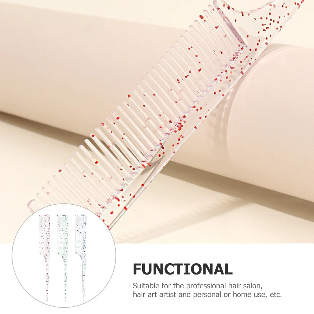 헤어 스타일리스트용 테일 콤 3개, 내구성 있는 파팅 콤, 염색, 땋기, 엉킴 풀기용으로 사용하기 쉬운 랫 테일 콤