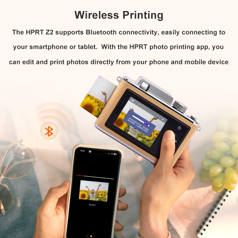 Pocket Photo Printer Portable Bluetooth-compatible Zink AR Picture Mobile Instant Camera Color 2.8inch Screen -HPRT Z2