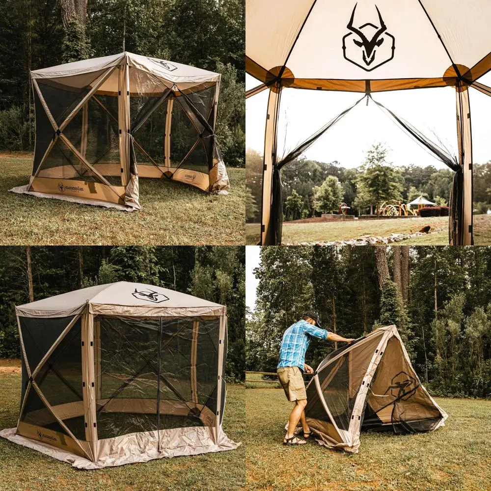 

™, G5 5-Sided Portable Gazebo, Easy -Up Hub Sn Tent, Durable, TriTech Mesh, Waterproo, UV Resistant, 4-Person & Table, Desert Sa